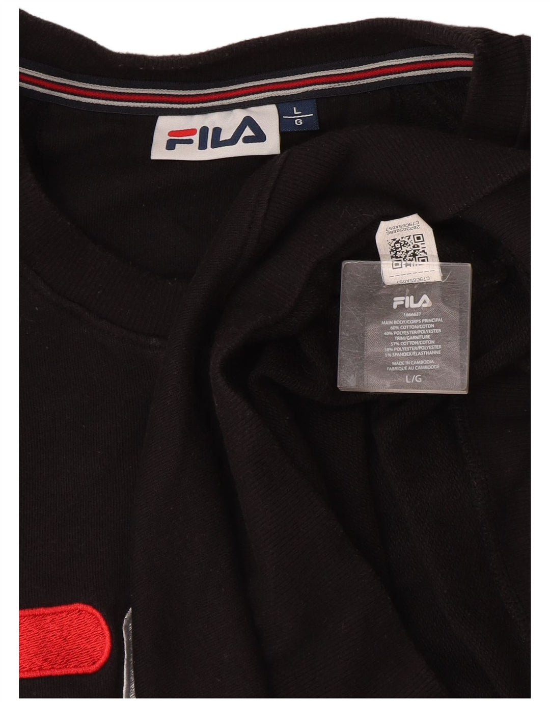 Мужской толстовка с рисунком Fila, большой черный хлопковый джемпер