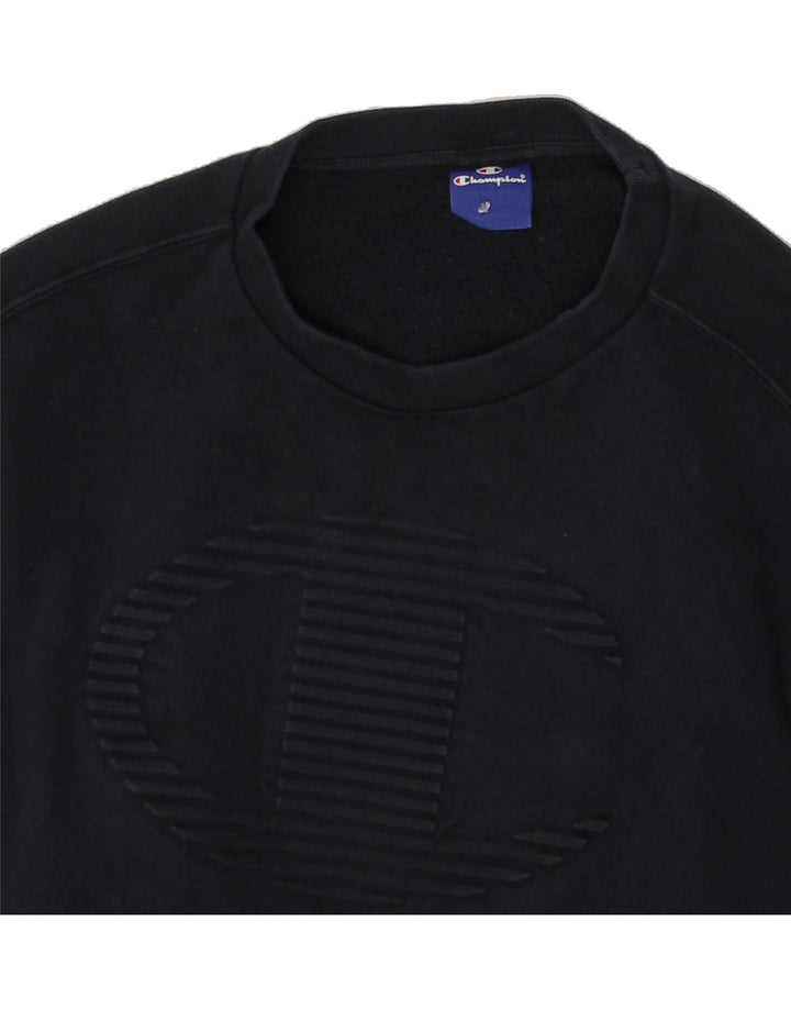 CHAMPION Mens Graphic Sweatshirt Jumper Medium Navy Blue Cotton Vintage Champion and Second-Hand Champion from Messina Hembry 