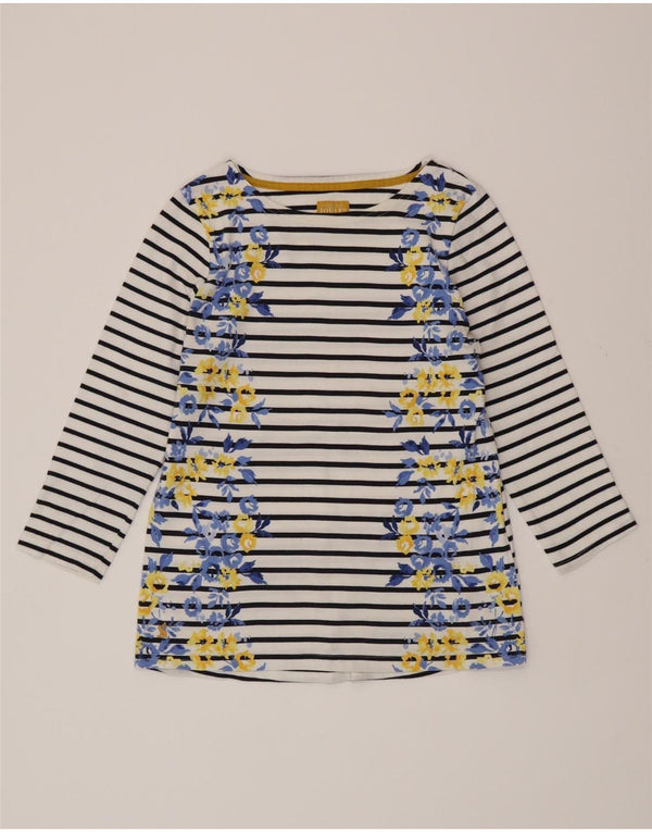 JOULES Женский топ с длинным рукавом UK 10, маленький хлопок в белую полоску