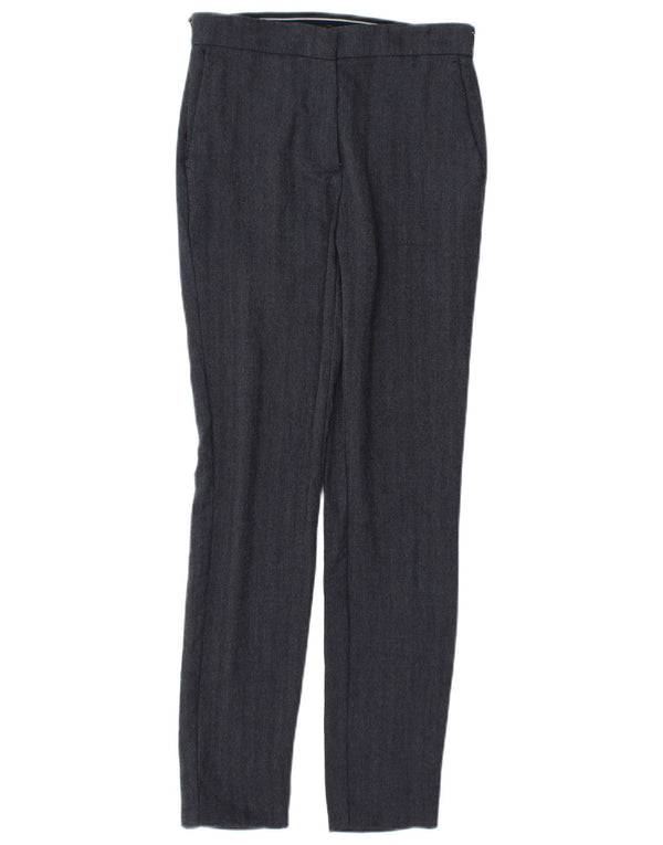 Женские узкие брюки-чиносы Zara XS W24 L28 темно-синие с узором «в елочку»