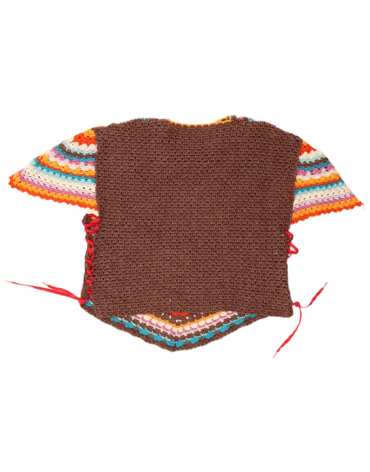 Винтажная женская асимметричная блузка-топ, Великобритания, 14 больших разноцветных полосок