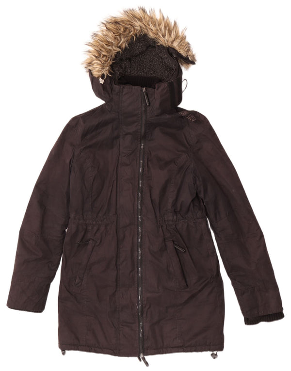 Женская парка Superdry с капюшоном и графическим рисунком UK 16, большая черная хлопковая куртка