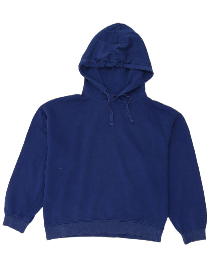 Женский джемпер с капюшоном оверсайз Zara UK 14, хлопковый средний синий цвет