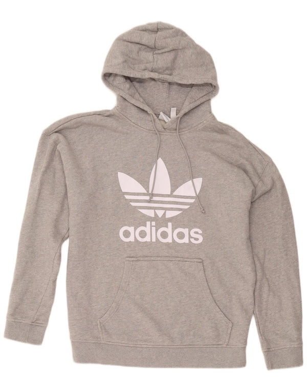 Женский джемпер с капюшоном Adidas Oversized с рисунком UK 16, большой серый хлопок