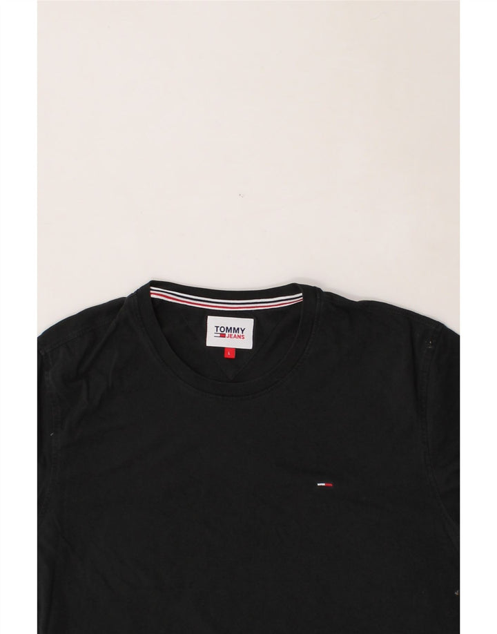 TOMMY HILFIGER Mens T-Shirt Top Large Black Cotton Vintage Tommy Hilfiger and Second-Hand Tommy Hilfiger from Messina Hembry 