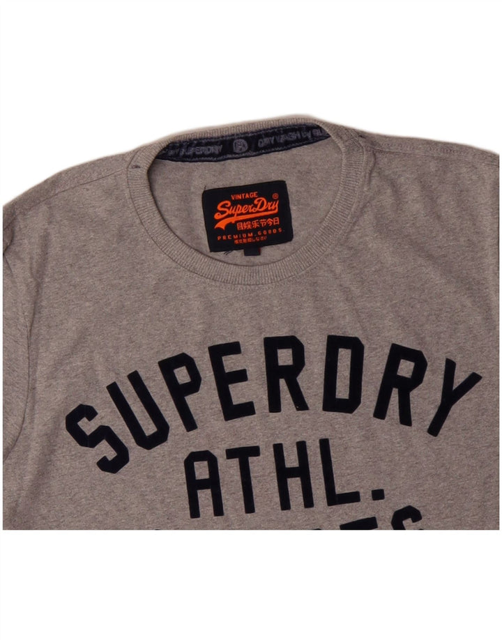 SUPERDRY Мужская футболка с рисунком, большой серый хлопок
