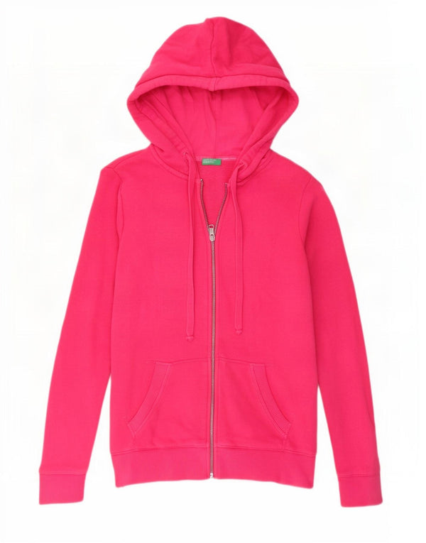 Женский свитер с капюшоном на молнии Benetton UK 6 XS, розовый хлопок