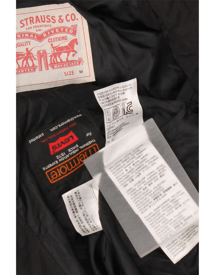 Мужская утепленная куртка Levi's с капюшоном UK 38, средний черный хлопок