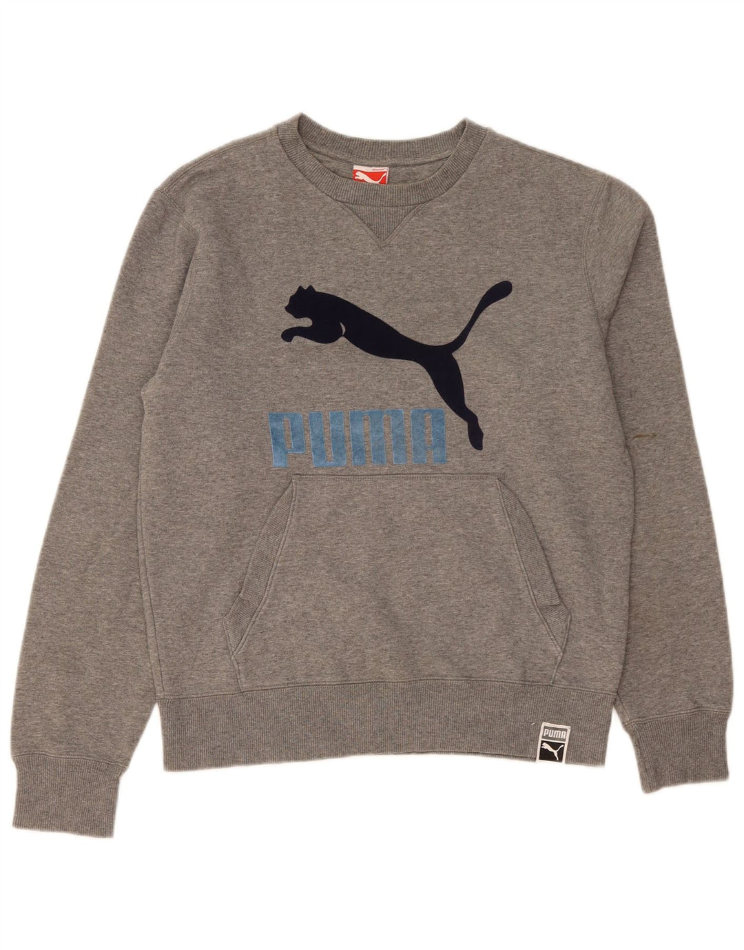 Мужской свитшот с рисунком Puma, средний серый в крапинку