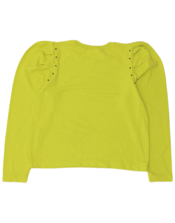 Женский укороченный свитшот Zara UK 14, хлопковый средний зеленый цвет