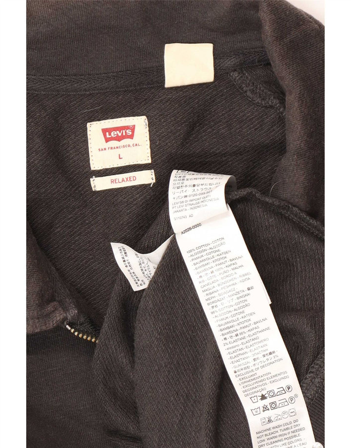 Мужской свободный свитер с воротником-поло Levi's, большой серый хлопковый джемпер