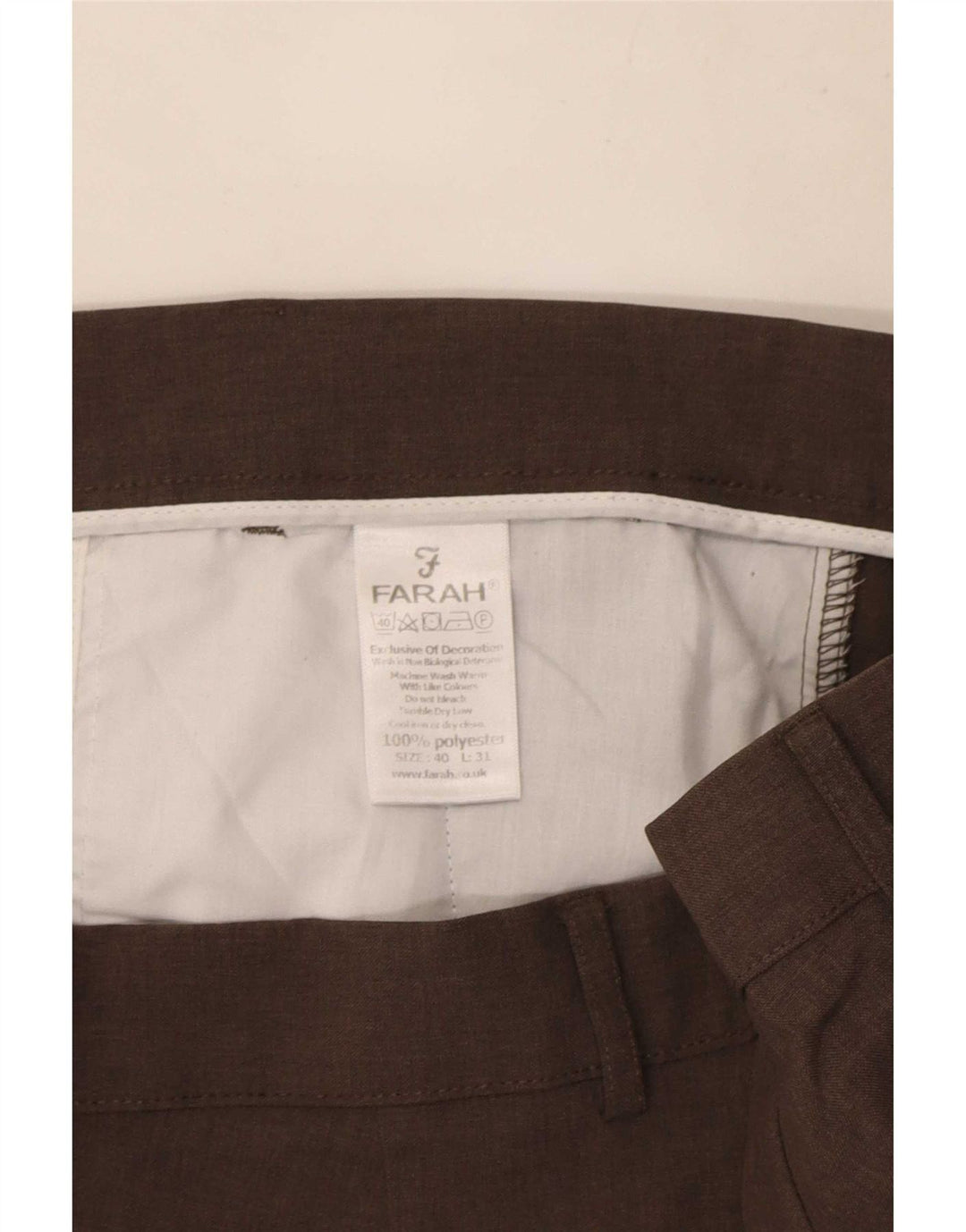 Мужские прямые брюки чинос Farah W40 L31 коричневые из полиэстера