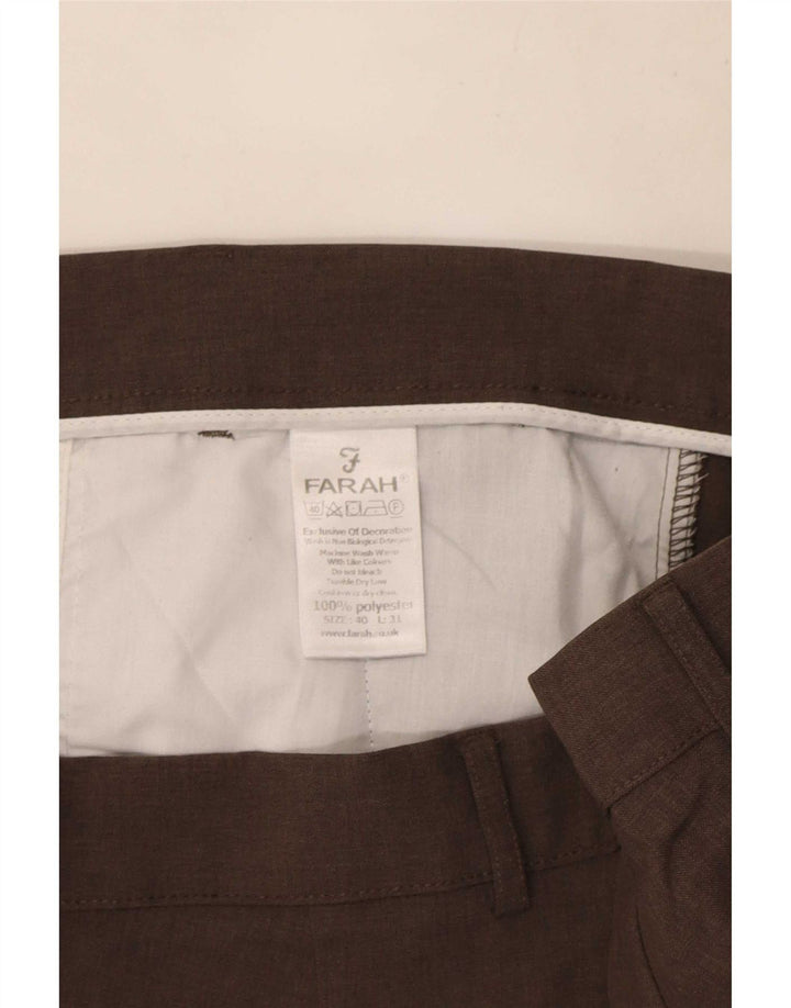 Мужские прямые брюки чинос Farah W40 L31 коричневые из полиэстера