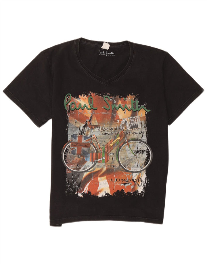 Мужская футболка с рисунком Paul Smith, большой черный хлопок