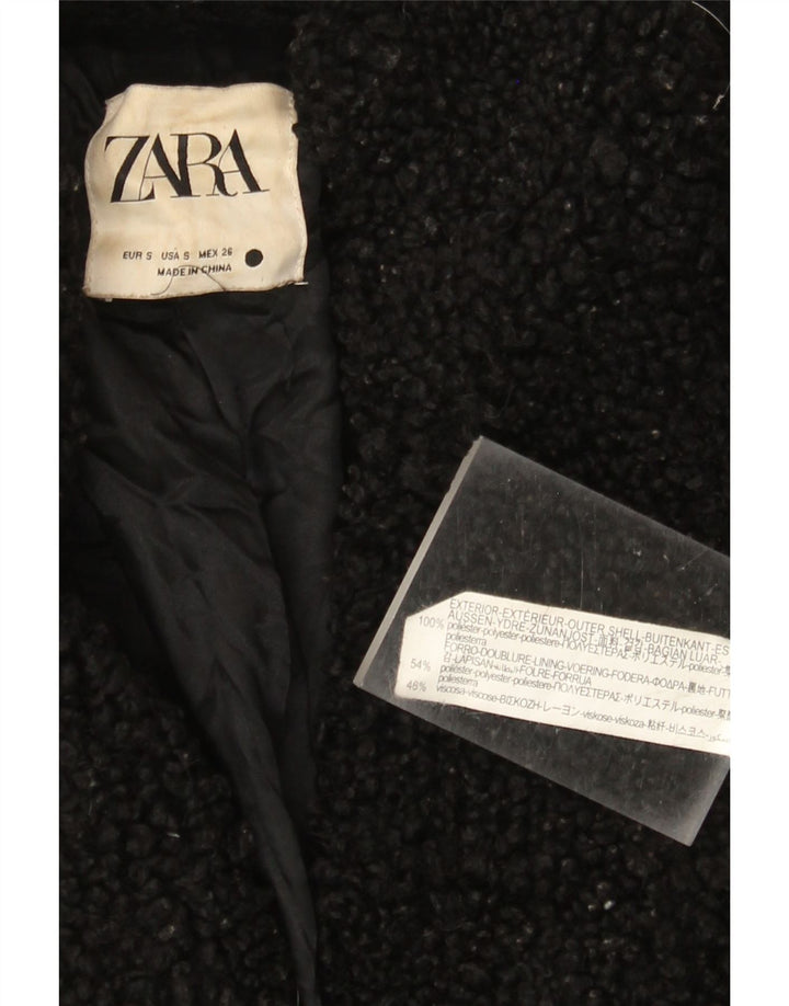 Женское флисовое пальто оверсайз Zara UK 10, маленький размер, черный полиэстер