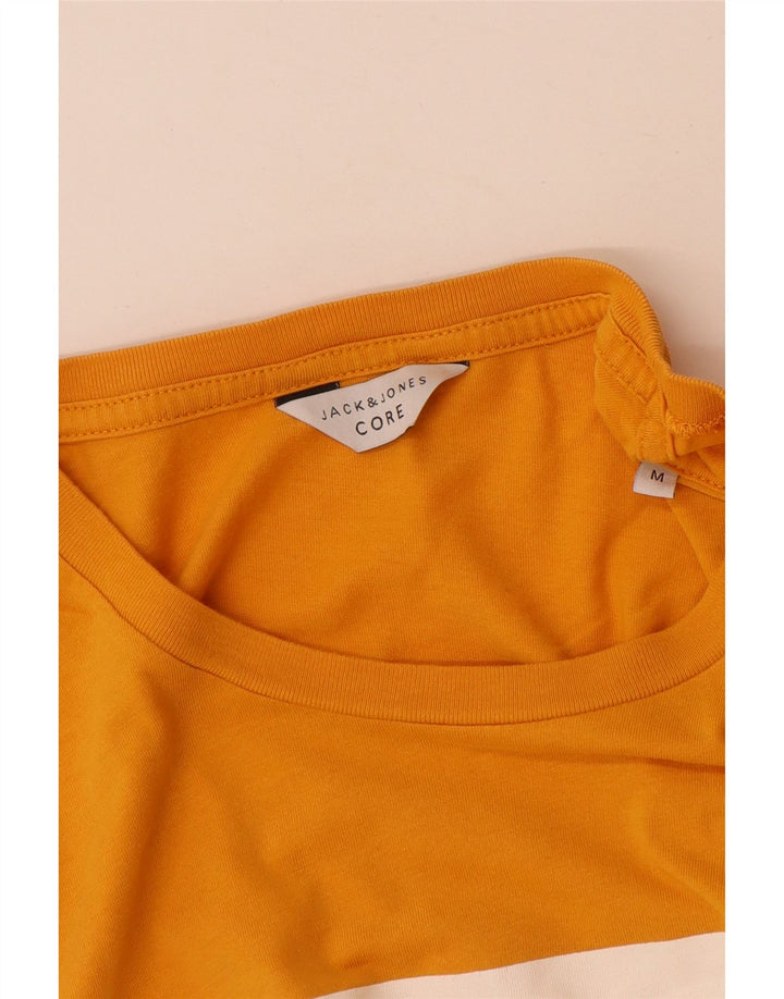 Мужская футболка с рисунком Jack & Jones, хлопковый топ среднего желтого цвета