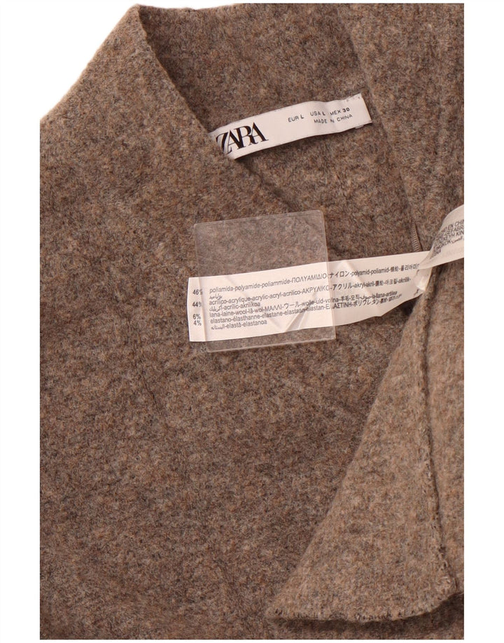 Женский укороченный кардиган ZARA UK 14, большой коричневый полиамид