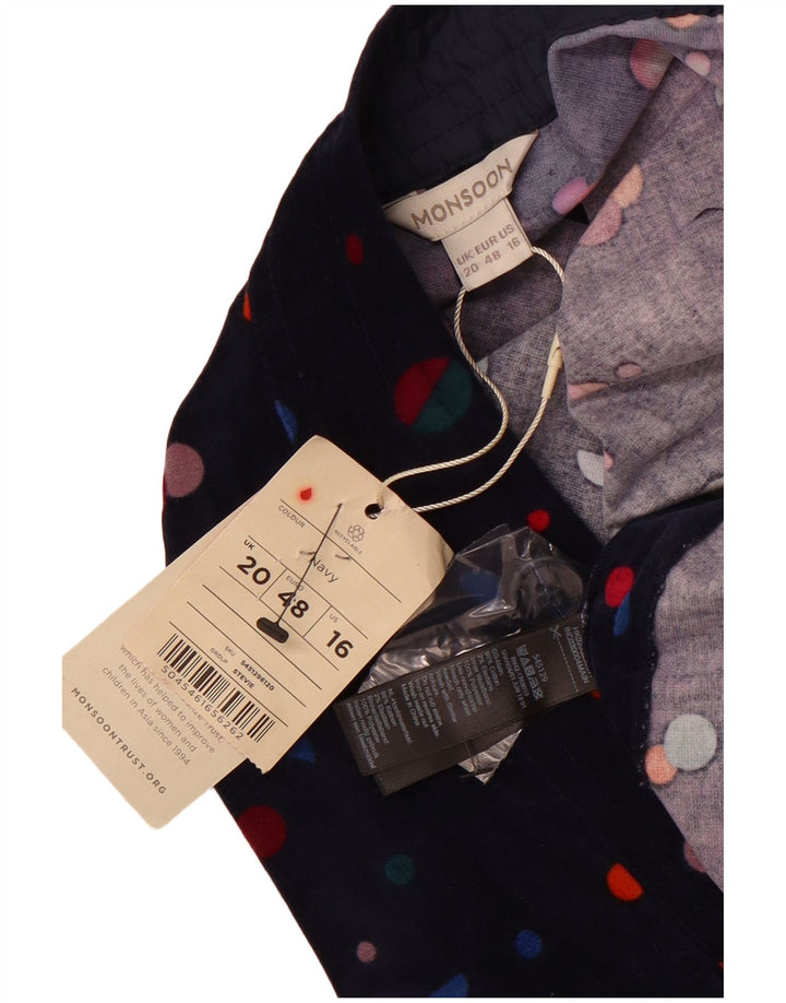 Женская бархатная мини-юбка MONSONON UK 20 2XL W40 Темно-синяя в пятнистый хлопок