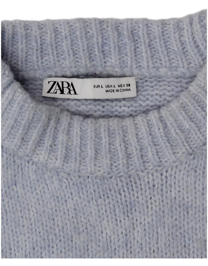 Женский свободный джемпер с круглым вырезом Zara UK 16, большой синий цвет