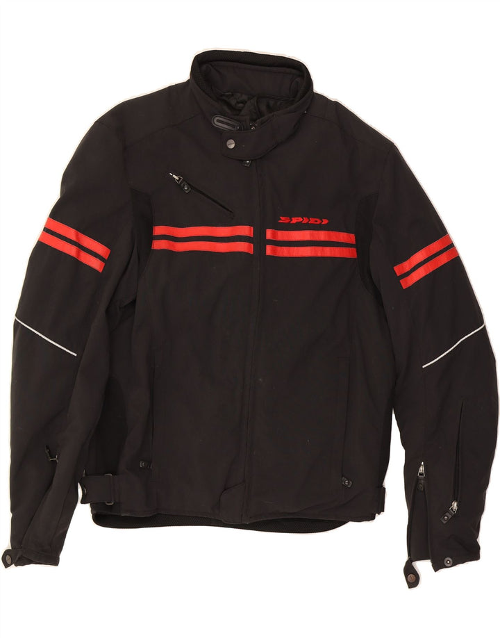 SPIDI Mens Moto Racer Bomber Jacket UK 16 Large Black Striped Vintage Spidi and Second-Hand Spidi from Messina Hembry 