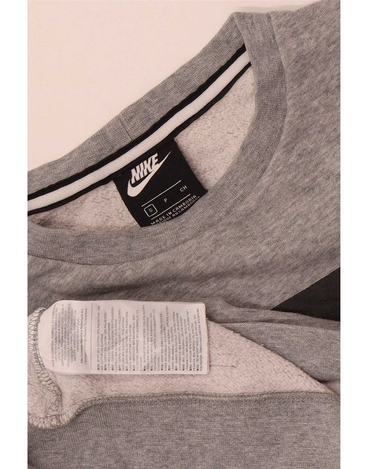 Мужской свитшот с графическим рисунком Nike, маленький серый хлопковый джемпер с цветными блоками