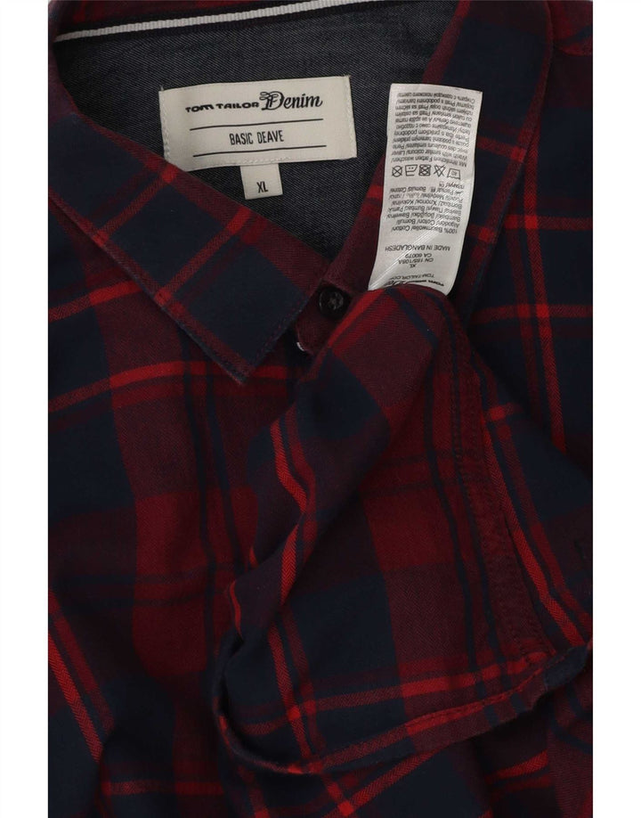 Мужская фланелевая рубашка Tom Tailor XL, хлопок в красную клетку