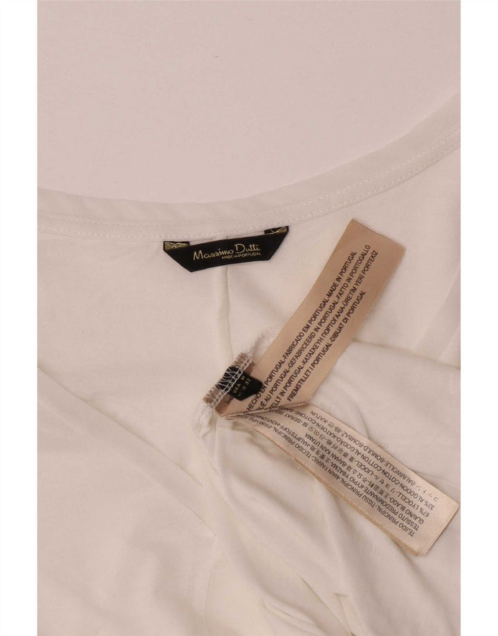 Женский прозрачный топ Massimo Dutti с длинным рукавом UK 12, средний белый лиоцелл