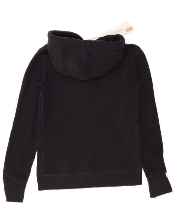 Женский джемпер с капюшоном оверсайз с рисунком Superdry UK 6 XS, черный хлопок