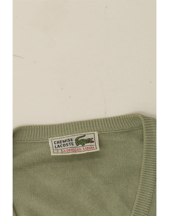 Мужской джемпер с v-образным вырезом Lacoste, размер 7, 2XL, зеленый
