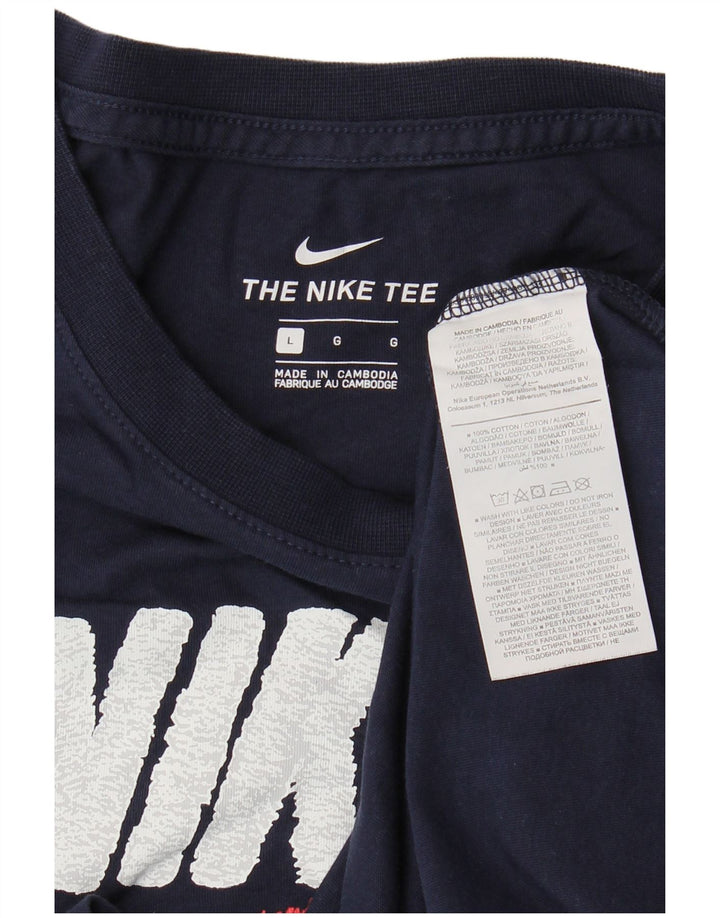 Мужская футболка с рисунком Nike, большой темно-синий хлопок