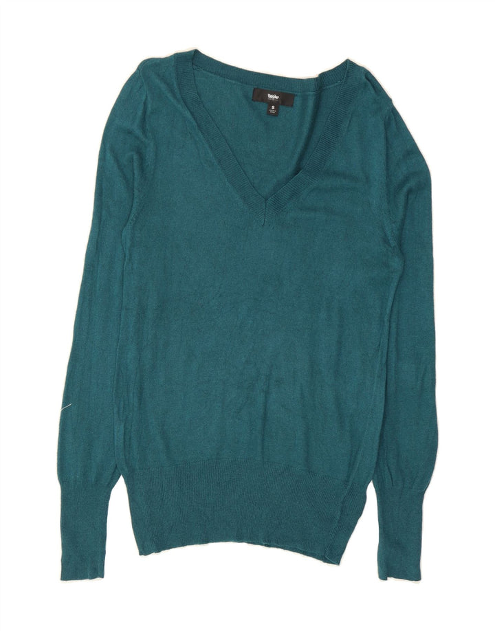 MOSSIMO Womens V-Neck Jumper Sweater UK 10 Small Green Nylon Vintage Mossimo and Second-Hand Mossimo from Messina Hembry 
