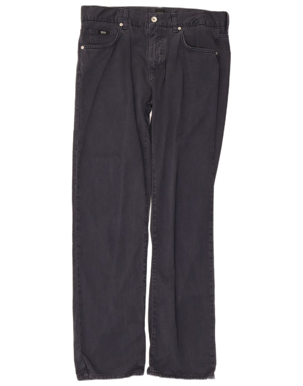 Мужские прямые повседневные брюки Hugo Boss W33 L32 темно-синие, хлопок