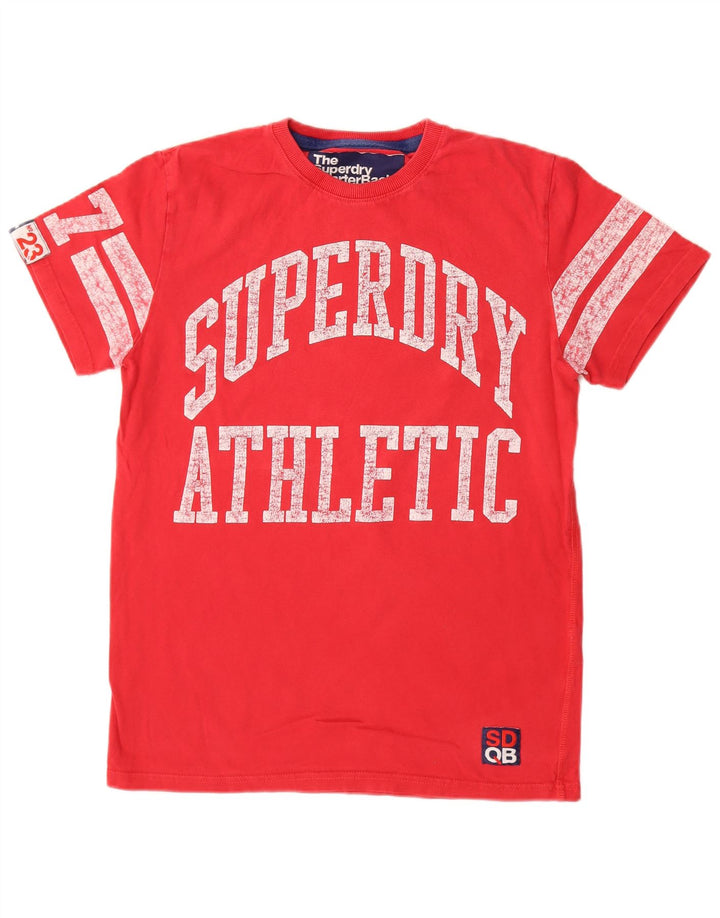 SUPERDRY Мужская футболка с рисунком Топ из хлопка среднего красного цвета