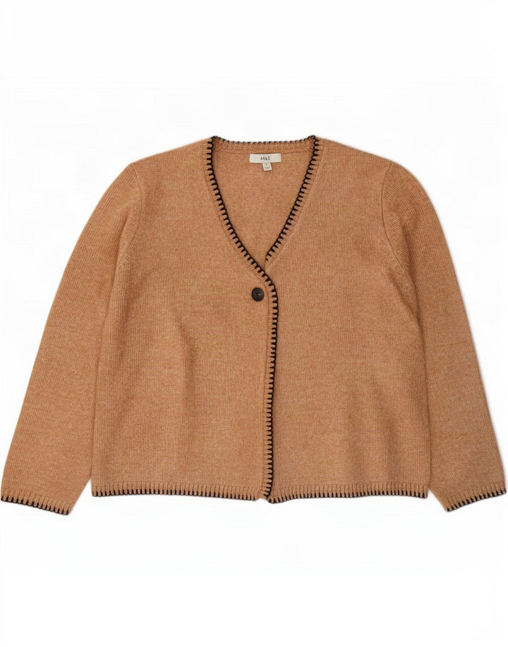Женский свободный кардиган Marks & Spencer UK 18 XL Коричневый в крапинку