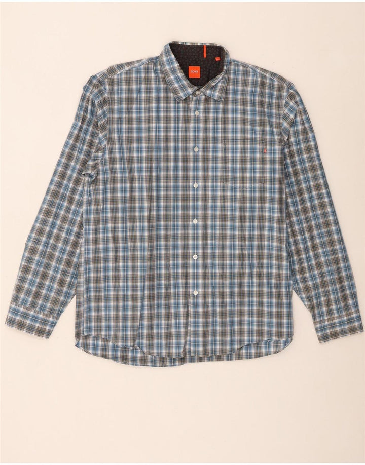Мужская рубашка Hugo Boss 2XL, синяя клетка, хлопок