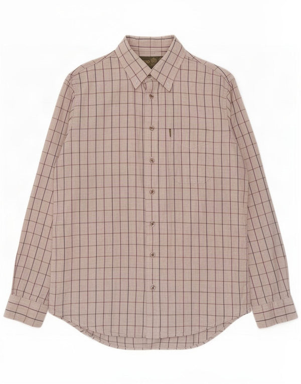 Musto Мужская рубашка среднего размера, бежевая клетка, хлопок
