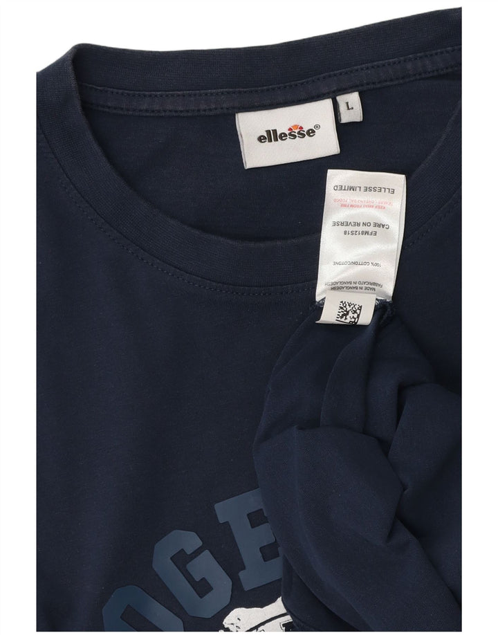 Ellesse Мужская футболка с рисунком, большой темно-синий хлопок