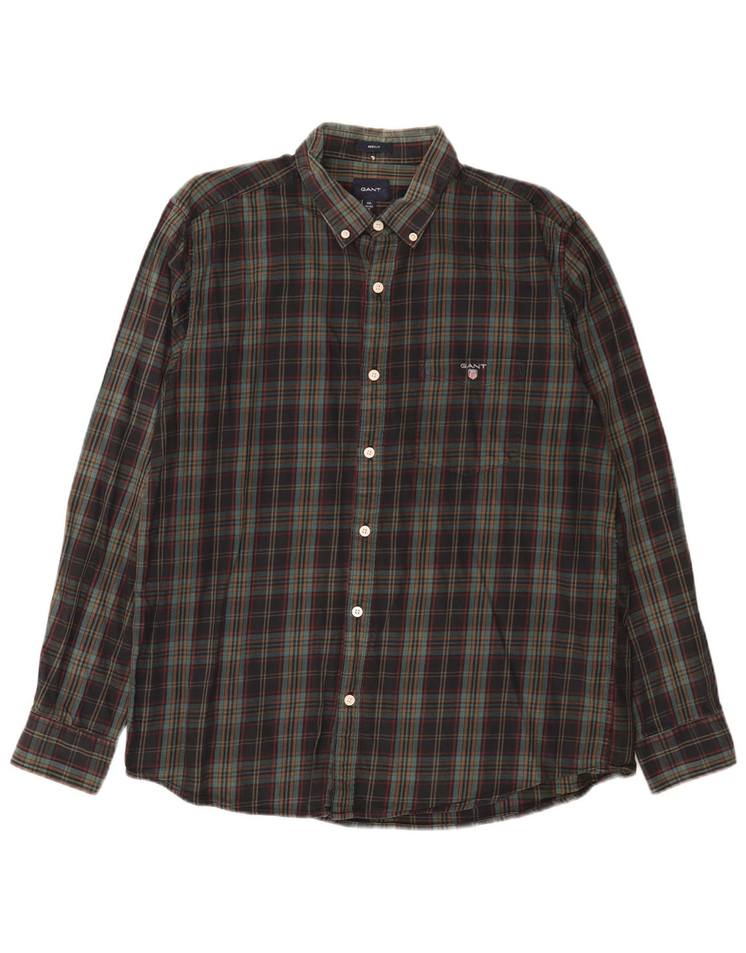 Мужская фланелевая рубашка стандартного кроя Gant, размер 42/43, 17, 2XL, в разноцветную клетку