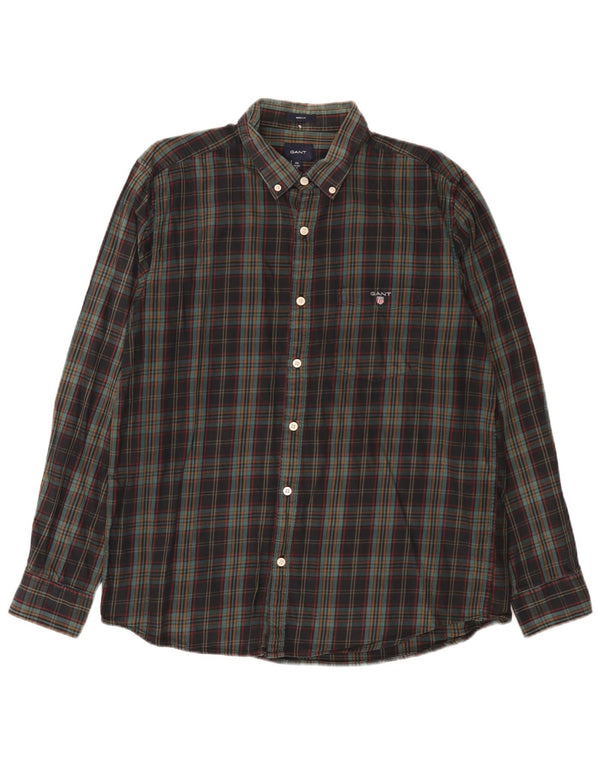Мужская фланелевая рубашка стандартного кроя Gant, размер 42/43, 17, 2XL, в разноцветную клетку