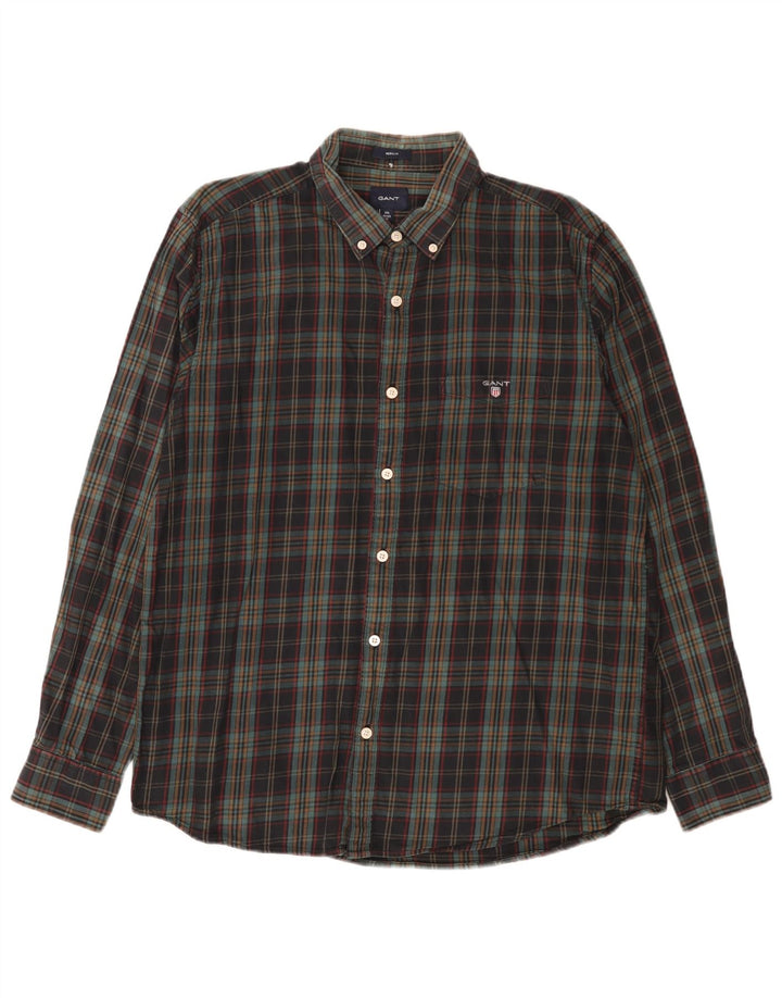 Мужская фланелевая рубашка стандартного кроя Gant, размер 42/43, 17, 2XL, в разноцветную клетку