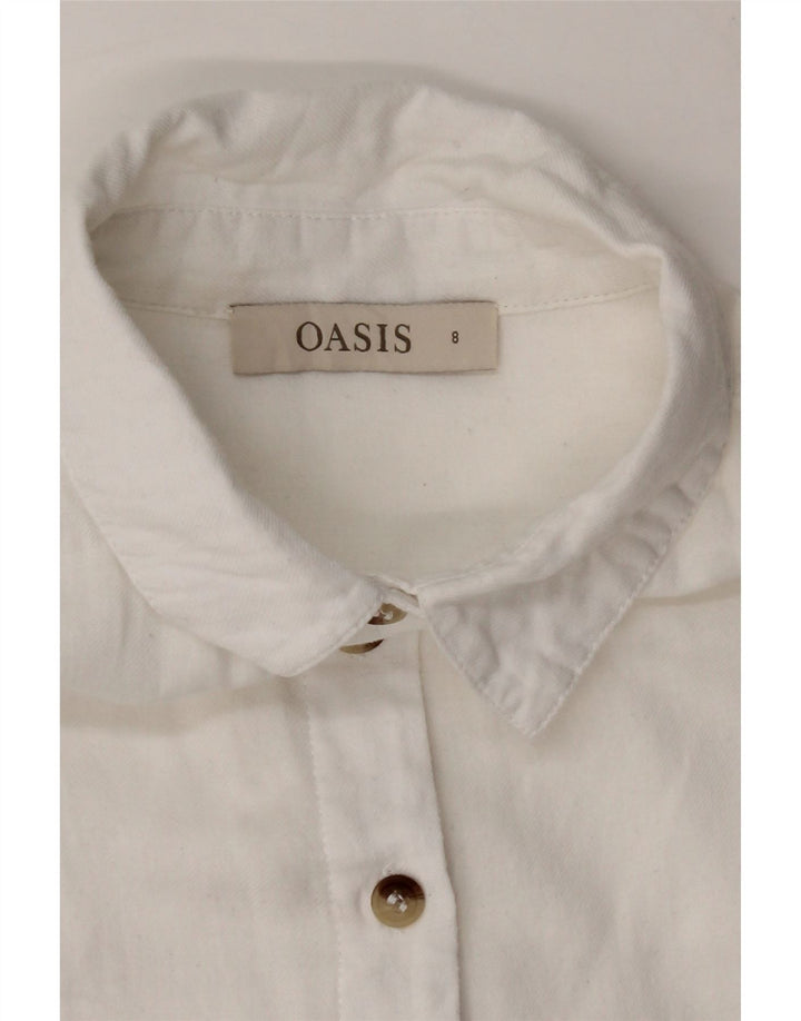 OASIS Womens Denim Shirt UK 8 Small White Cotton Vintage Oasis and Second-Hand Oasis from Messina Hembry 