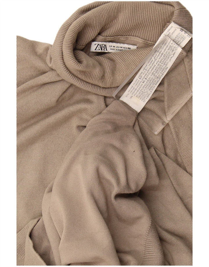 Женский джемпер с высоким воротником Zara UK 14, средний бежевый вискоза