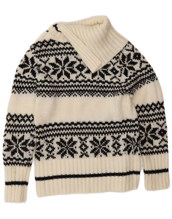 Женский джемпер с воротником на пуговицах и пуговицами Yessica, Великобритания 14, средний белый цвет, зима