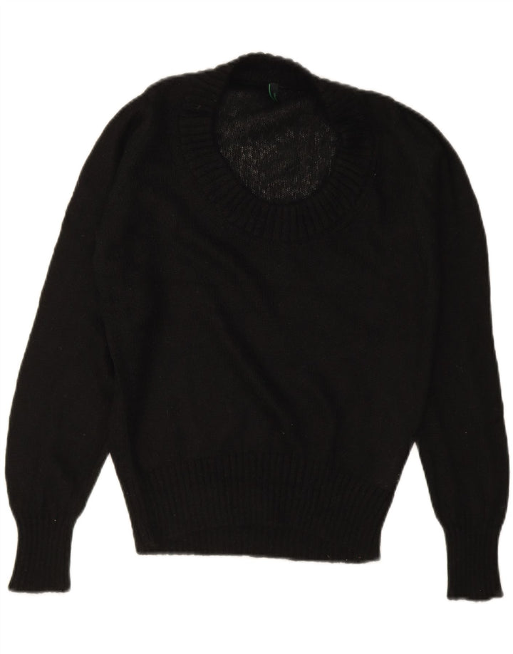 BENETTON Womens Crew Neck Jumper Sweater UK 14 Medium Black Acrylic Vintage Benetton and Second-Hand Benetton from Messina Hembry 