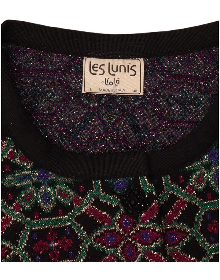 Женский кардиган Les Lunis IT 48 XL из шерсти с разноцветным геометрическим узором