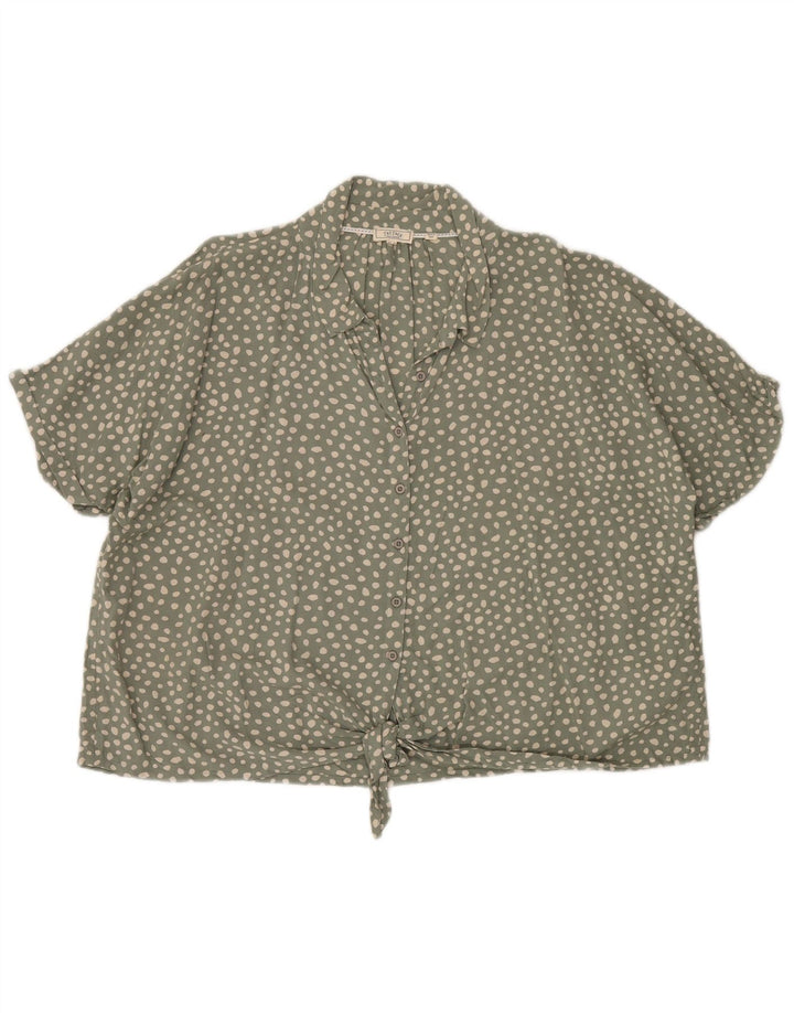 Женская блузка-рубашка с завязками спереди FAT FACE, Великобритания, 20, 2XL, зеленая в крапинку