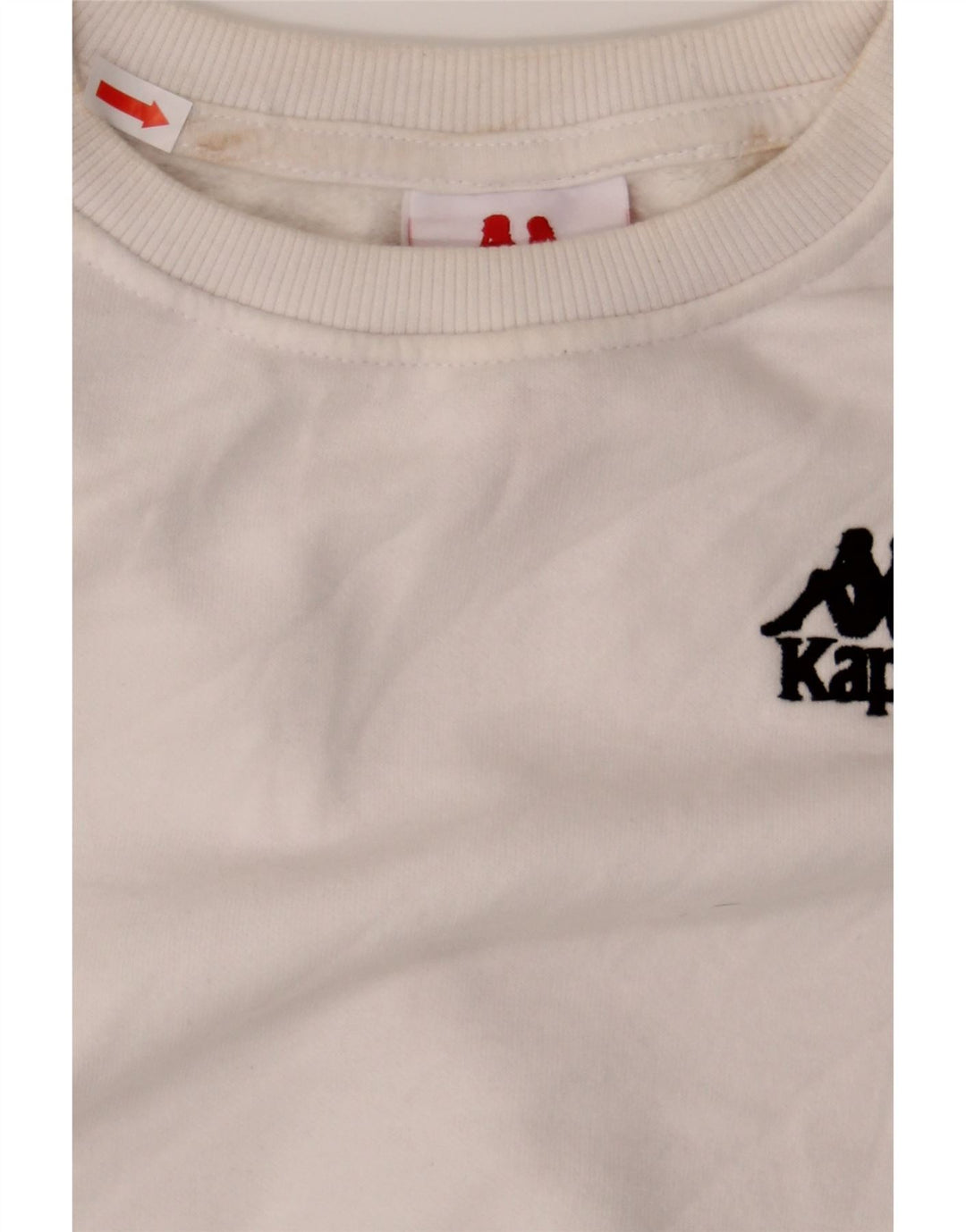 KAPPA Womens Crop Graphic Sweatshirt Jumper UK 10 Small White Vintage Kappa and Second-Hand Kappa from Messina Hembry 
