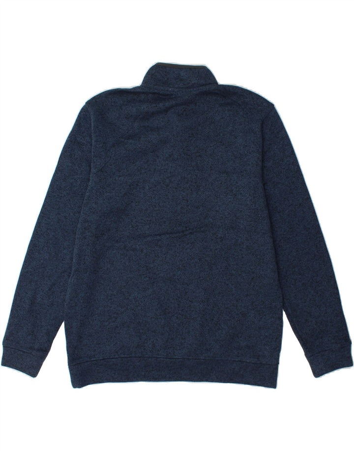 EDDIE BAUER Mens Button Neck Sweatshirt Jumper Large Navy Blue Polyester Vintage Eddie Bauer and Second-Hand Eddie Bauer from Messina Hembry 