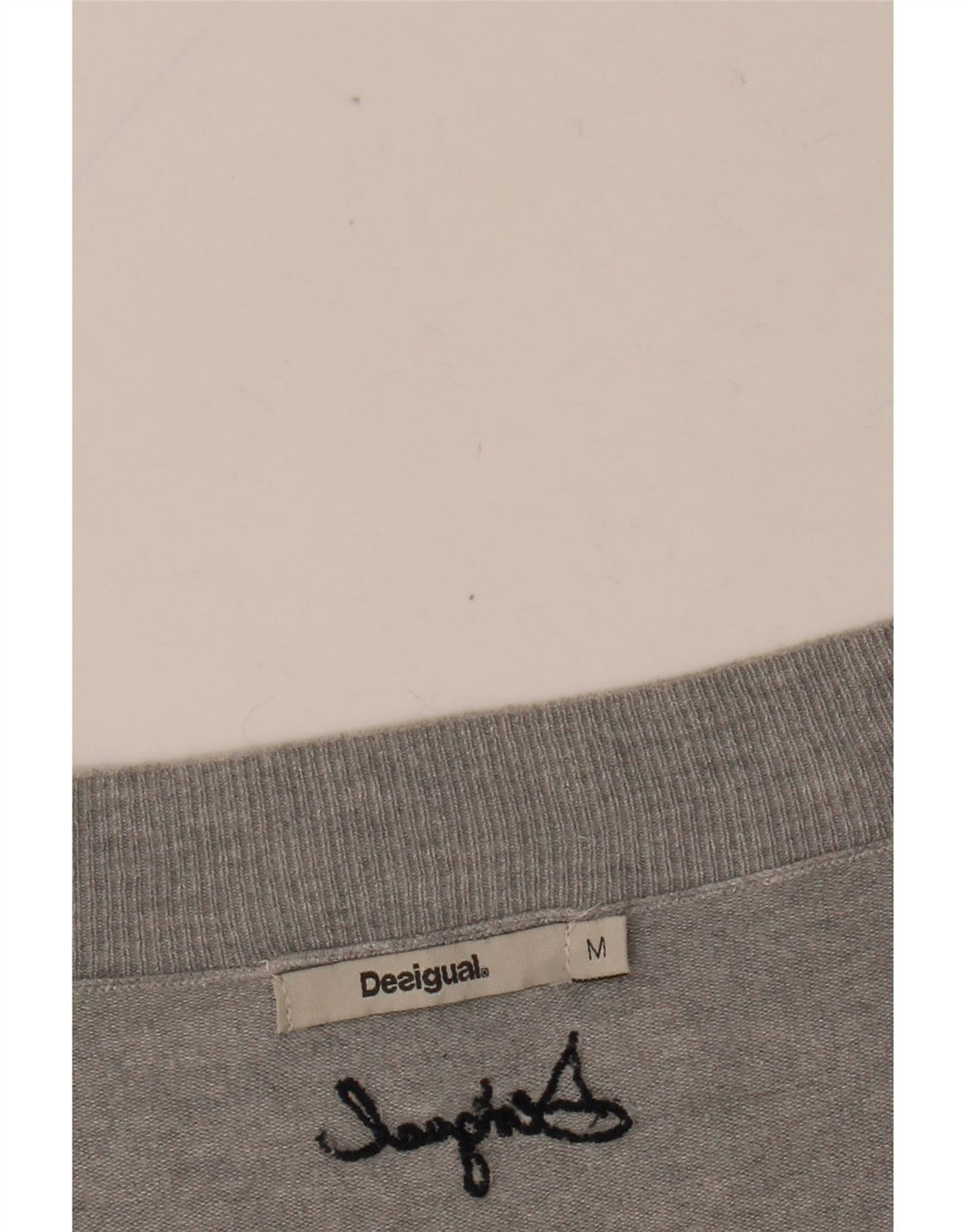 Женский джемпер с V-образным вырезом и рисунком DESIGUAL UK 14, средний серый цвет с цветочным принтом