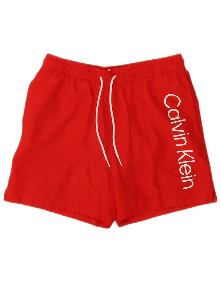 Calvin Klein Мужские шорты для плавания с рисунком, красный полиэстер, маленький размер
